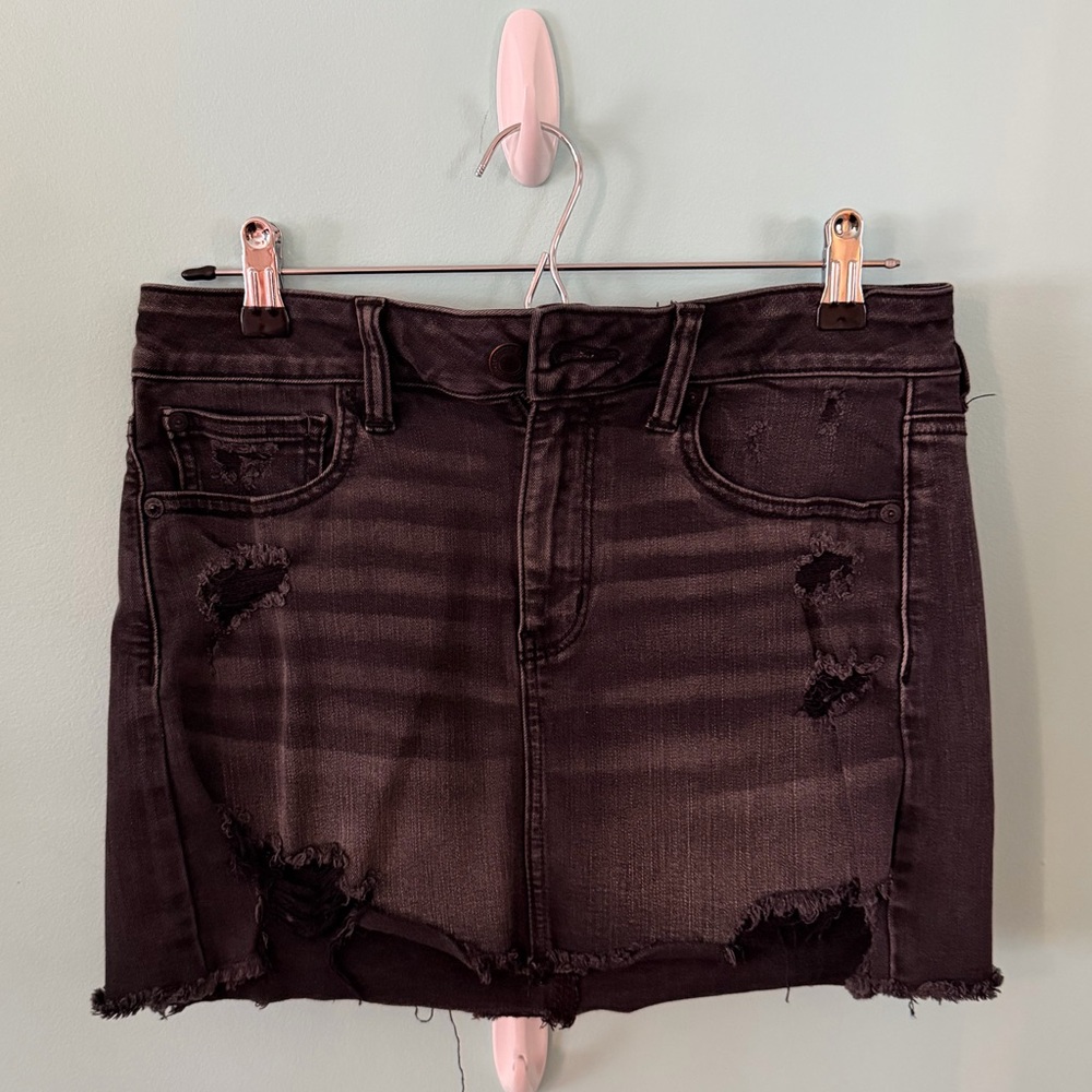 American Eagle Stretchy Black Denim Mini Skirt